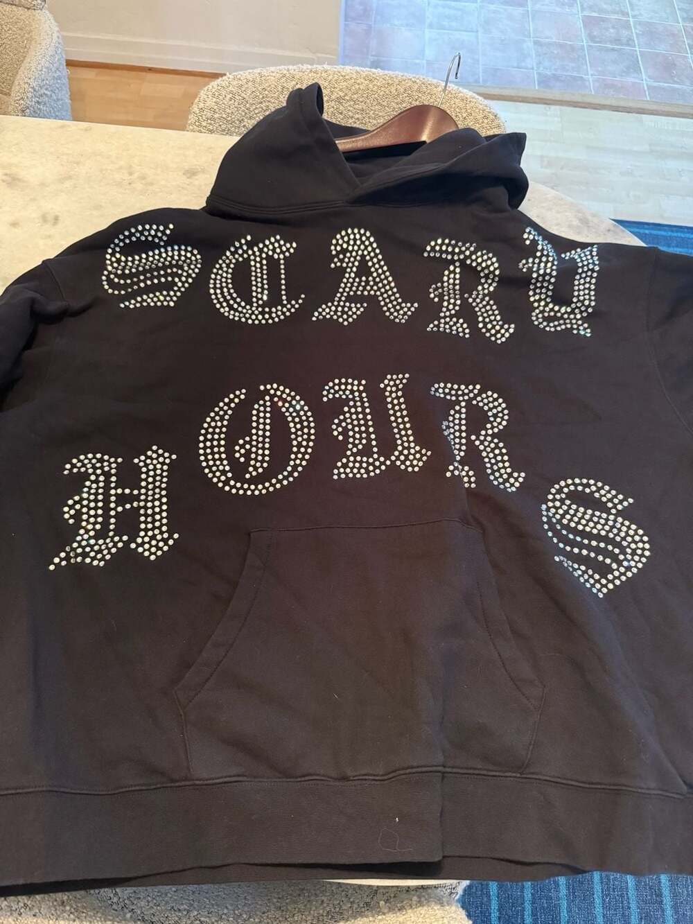 Drake Related Scary Hours Diamanté Crystal Logo Black Hoodie